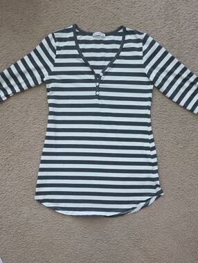 Striped Grey & White Striped Dress